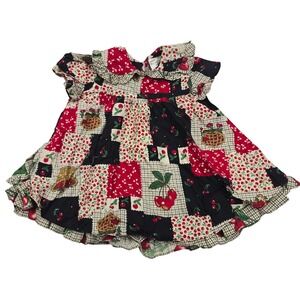 Baby Girls 18M KLOZ Patchwork Cherry Pie Patchwork Fruit Ruffle Dress Made USA